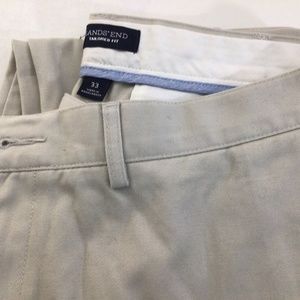 Lands End Mens Tailored Fit Flat Front Khaki Chino Twill Pants 33x36